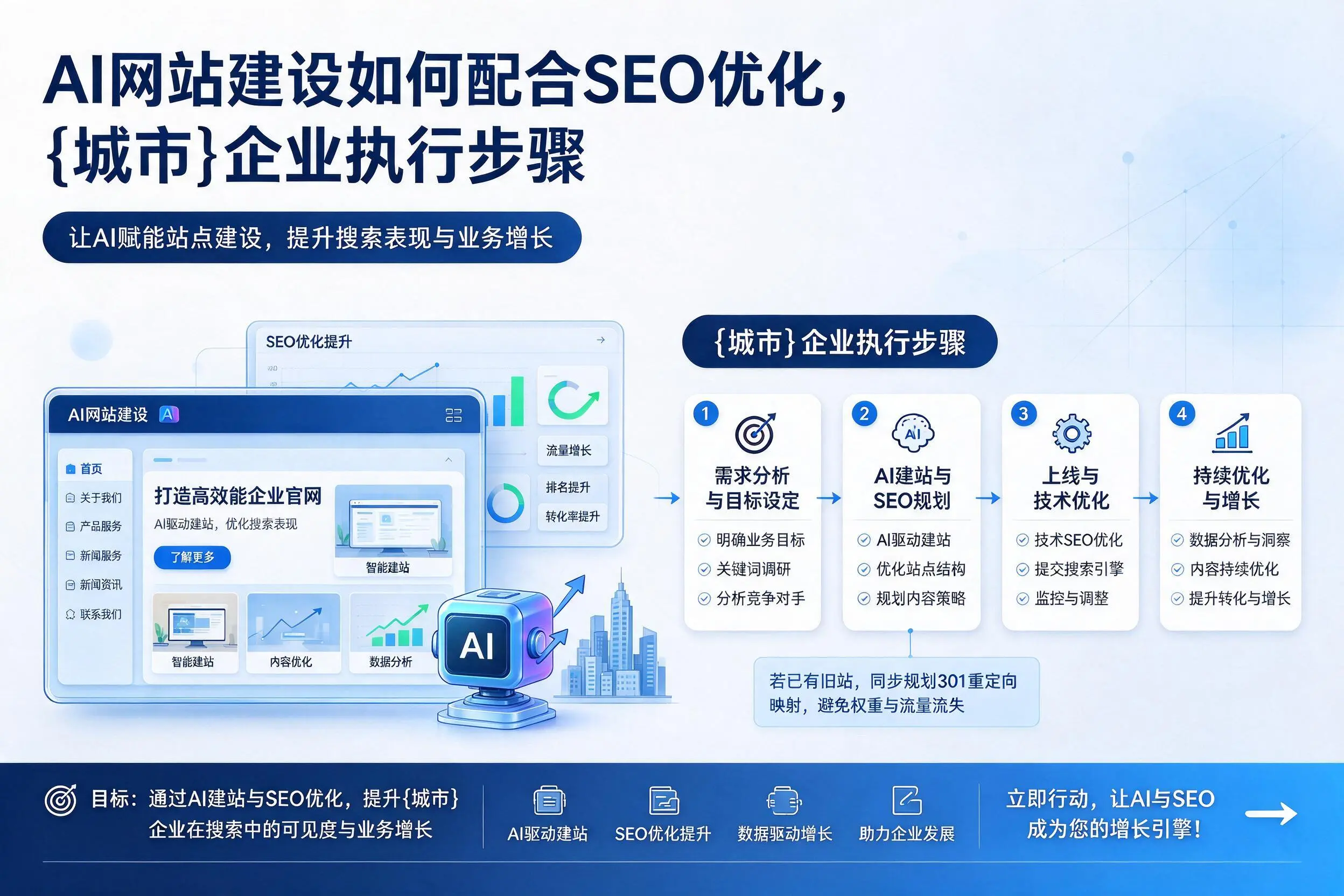 AI网站建设如何配合SEO优化,哈尔滨企业执行步骤