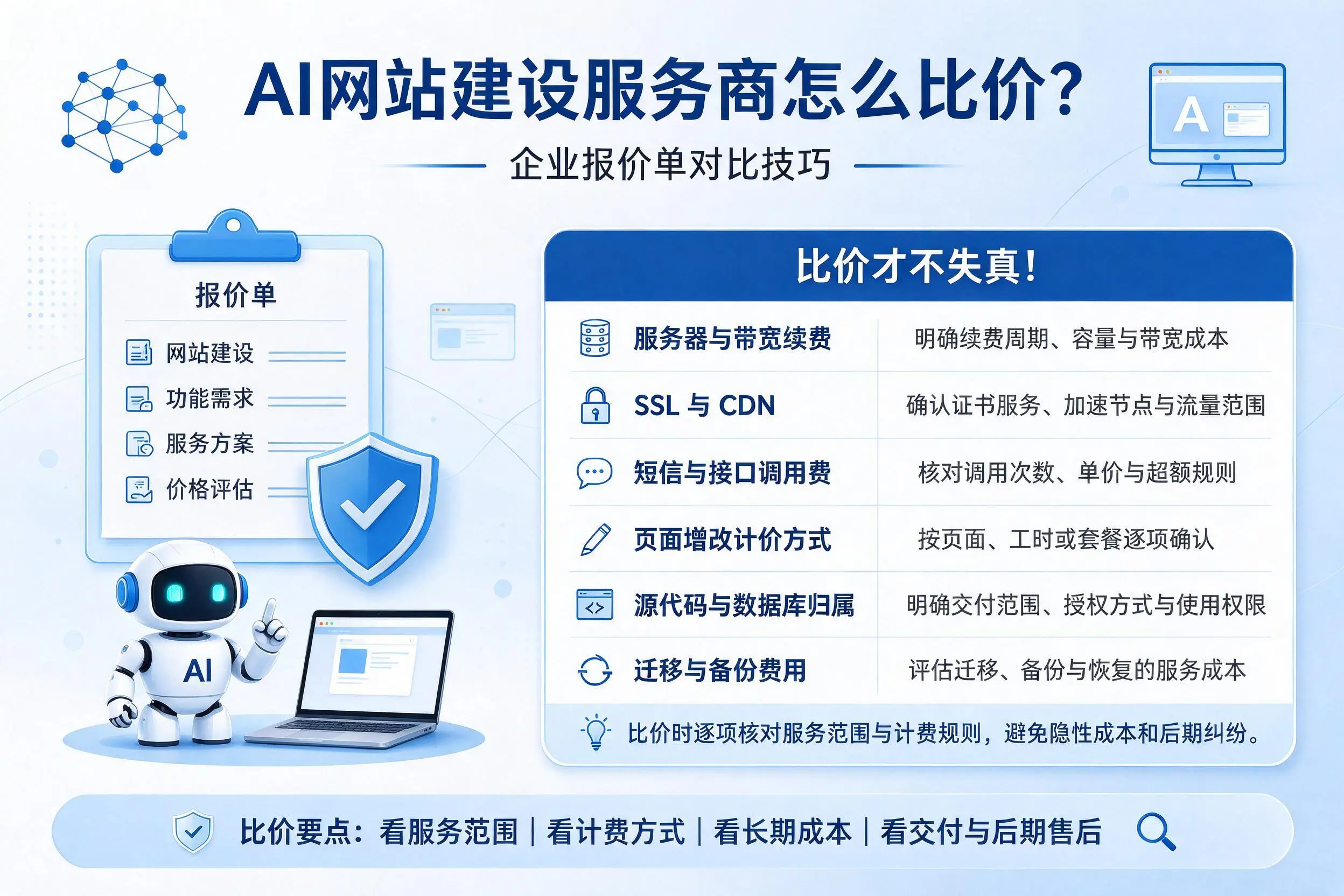 AI网站建设服务商怎么比价？哈尔滨企业报价单对比技巧